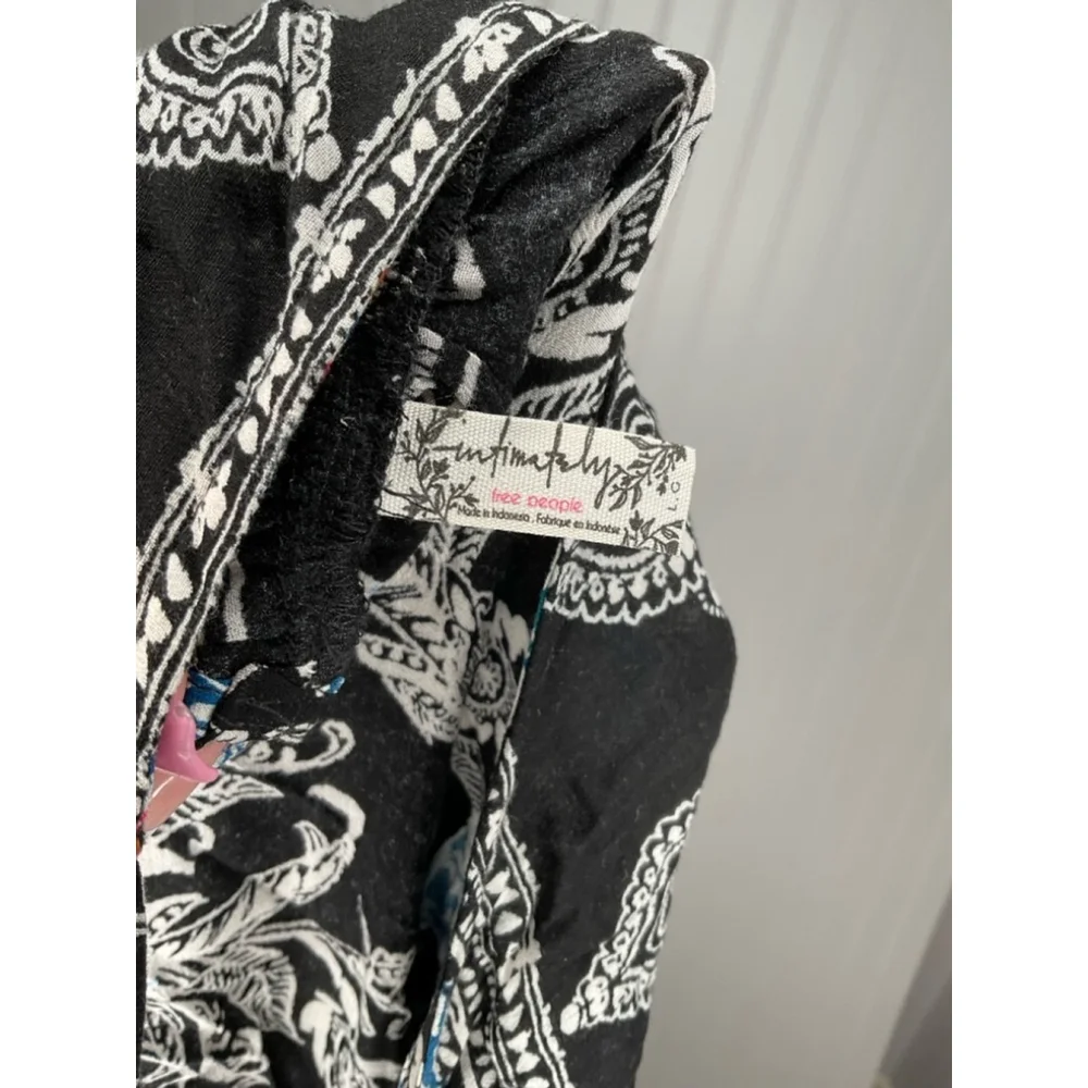 Women's Free People Me to You Printed Dress Size L Black Multicolor